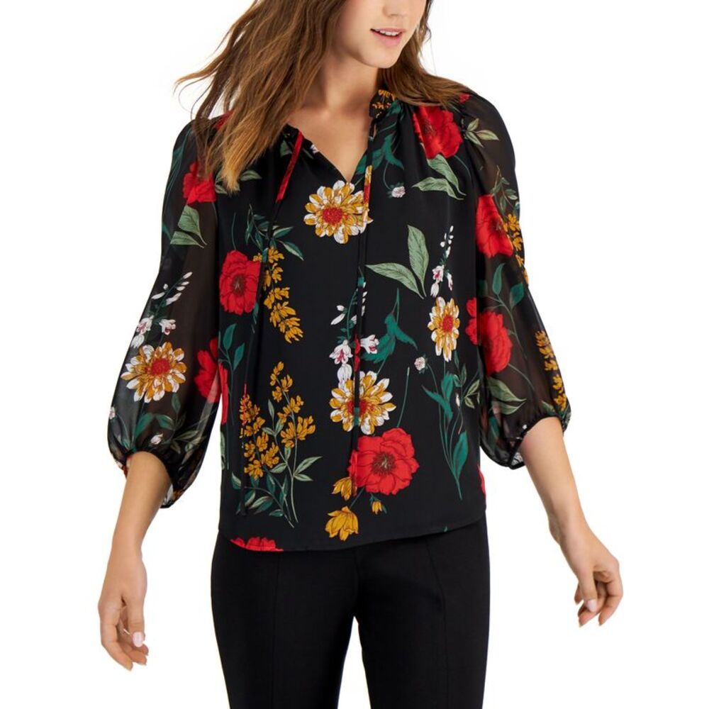 Bar III Ruffled Floral-Print Top